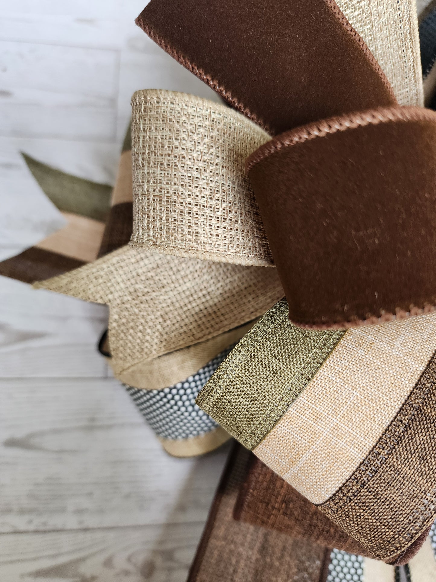 Dark Neutral Bow | Brown, Tan Burlap & Olive Green Front Door Decor