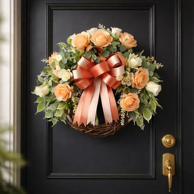 Mother's Day Peach Rose Wreath