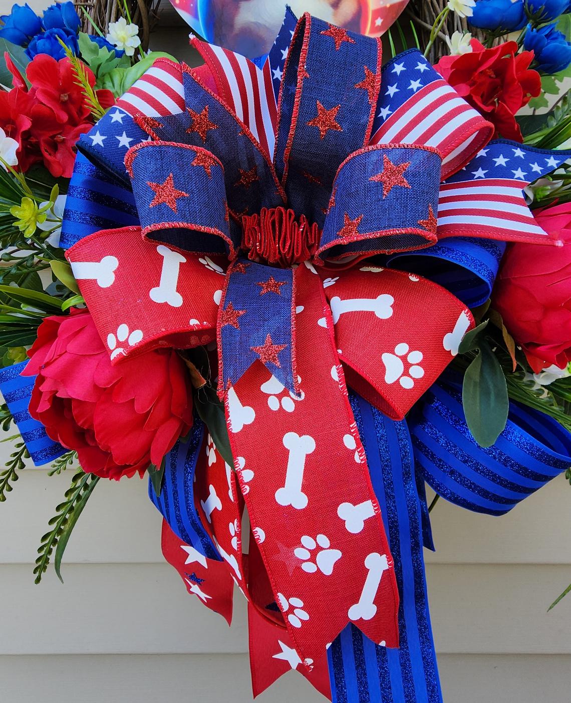 Patriotic German Shepherd Wreath 250th Anniversary with Free Matching Mailbox Bow