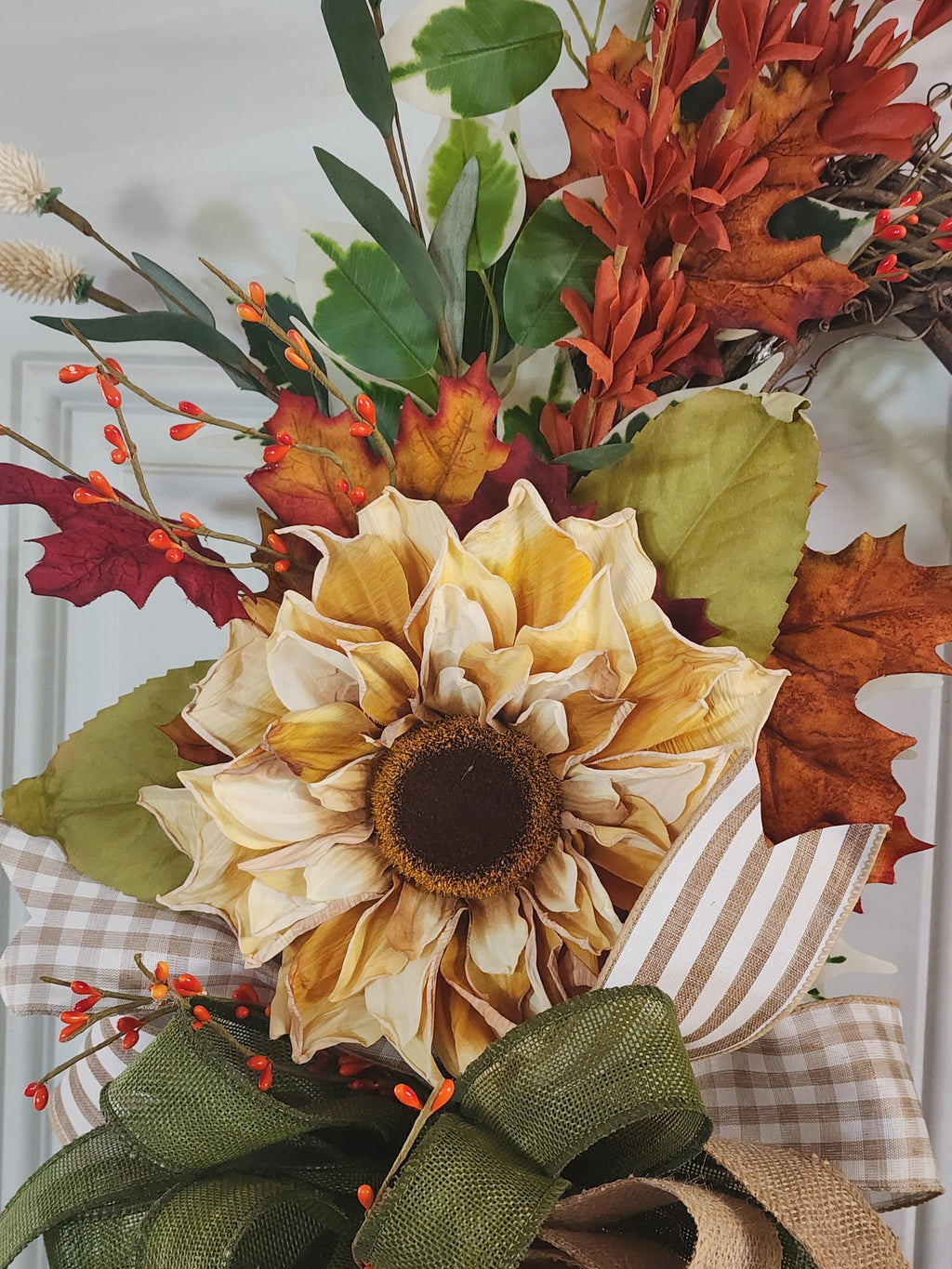Oval Grapevine Fall Sunflower Wreath Thanksgiving Autumn Door Decor