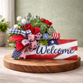 Patriotic Welcome Door Hanger – Red White and Blue Memorial Day & July 4th Decor