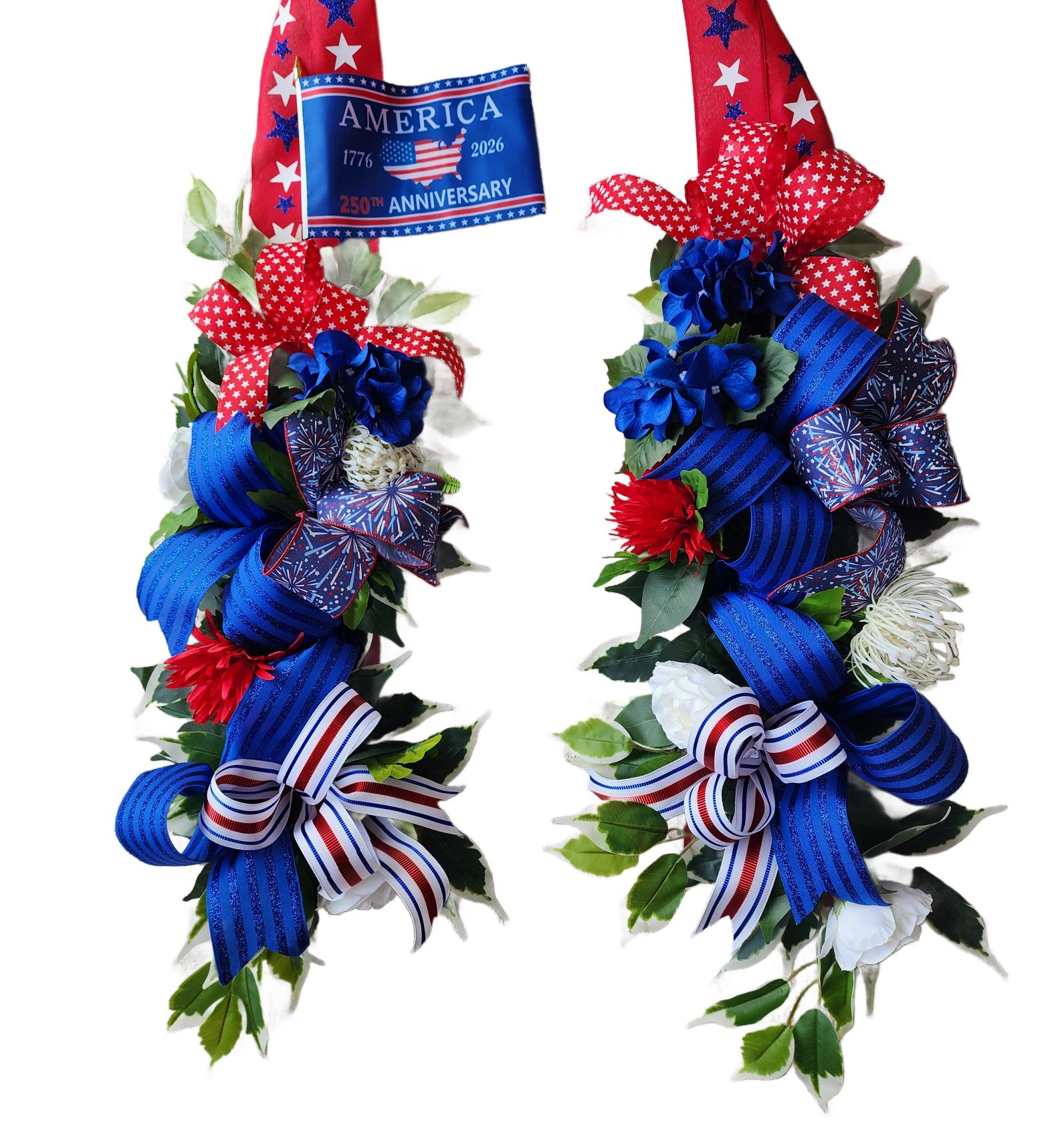 Inside Out Collection |USA Flag Swag | Reversible Door Decor| Extra Large