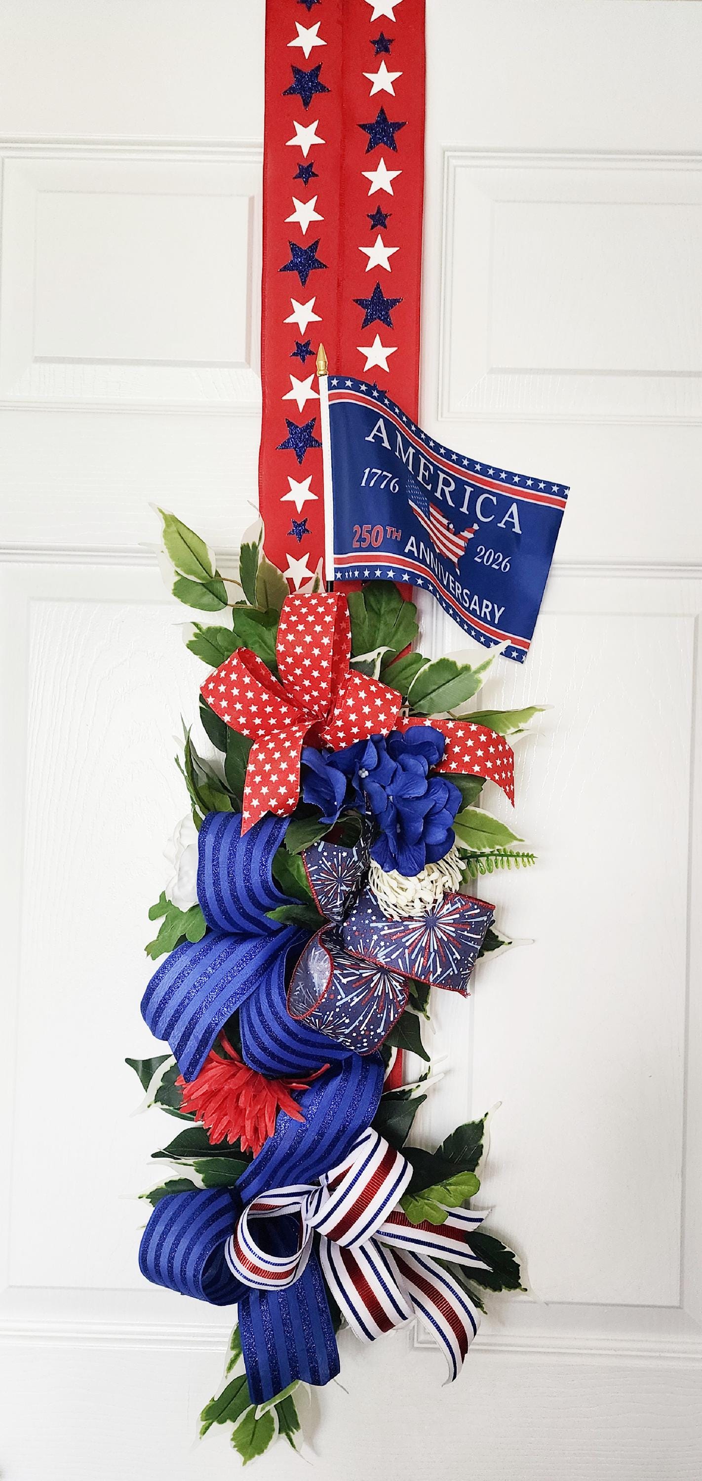 Inside Out Collection |USA Flag Swag | Reversible Door Decor| Extra Large