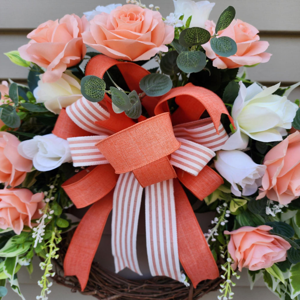 Mother's Day Peach Rose Wreath