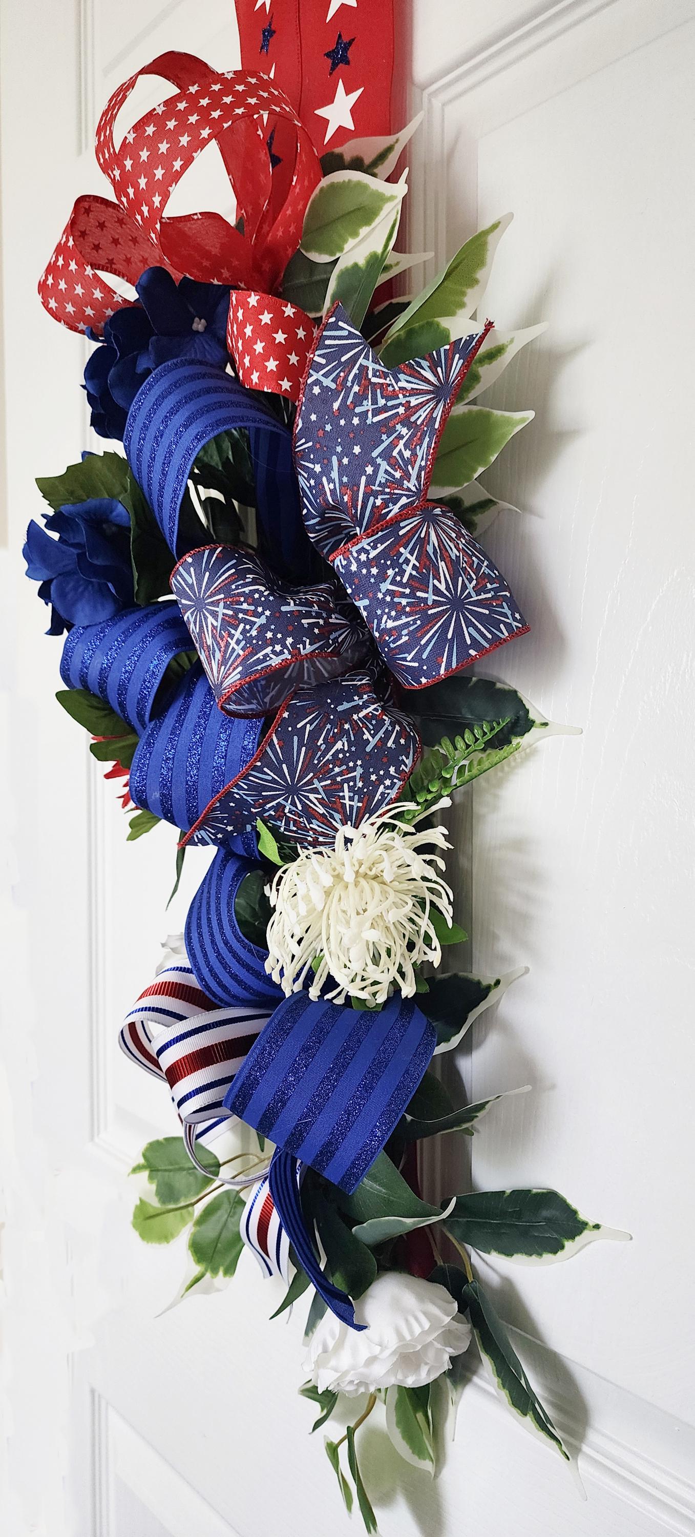 Inside Out Collection |USA Flag Swag | Reversible Door Decor| Extra Large