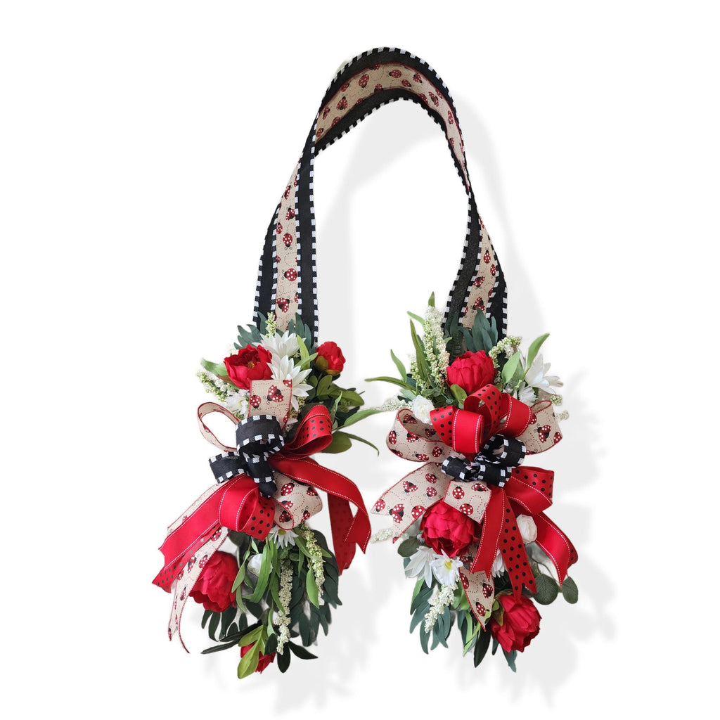 Inside Out Collection | Red Peony Swag | Reversible Door Decor