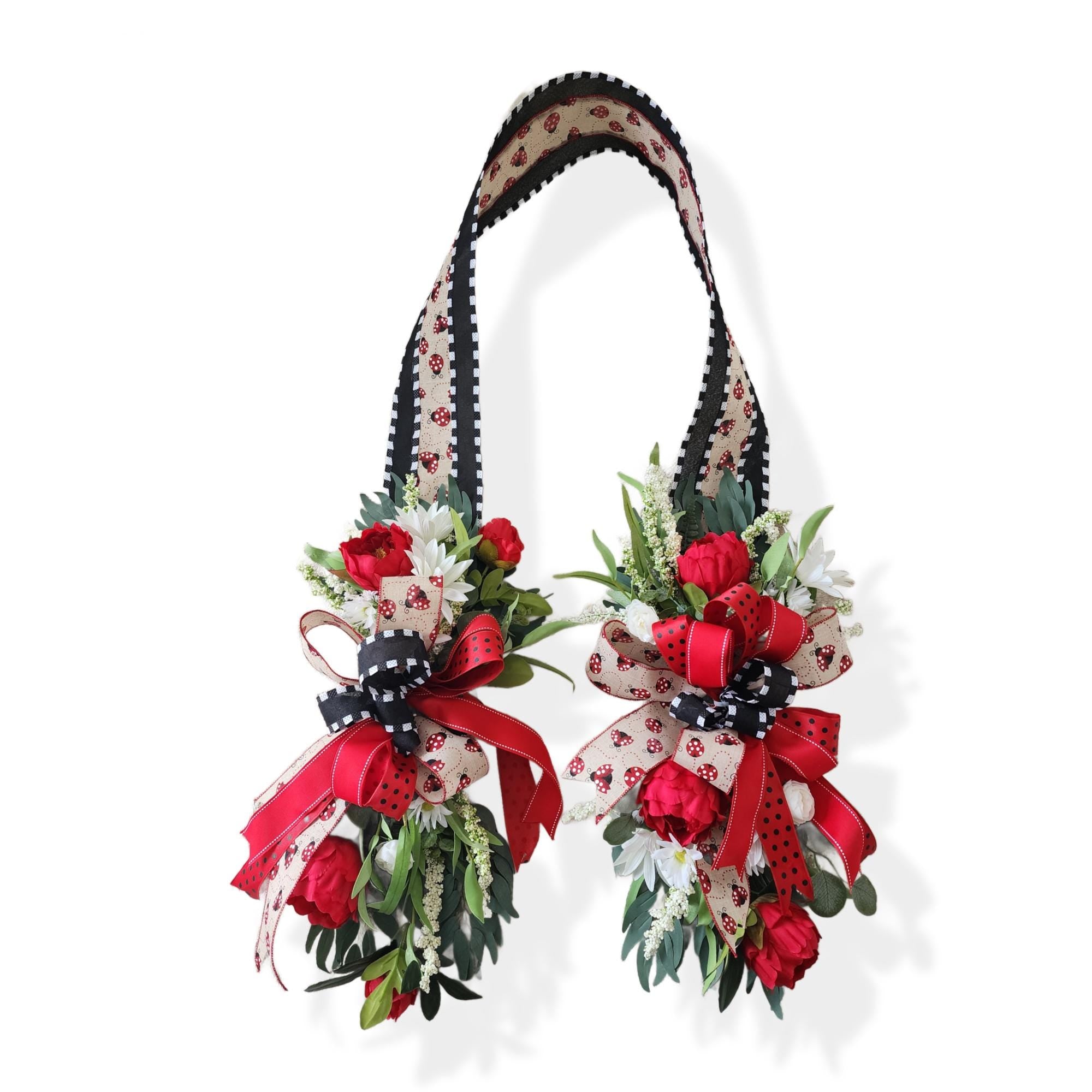 Inside Out Collection | Red Peony Swag | Reversible Door Decor
