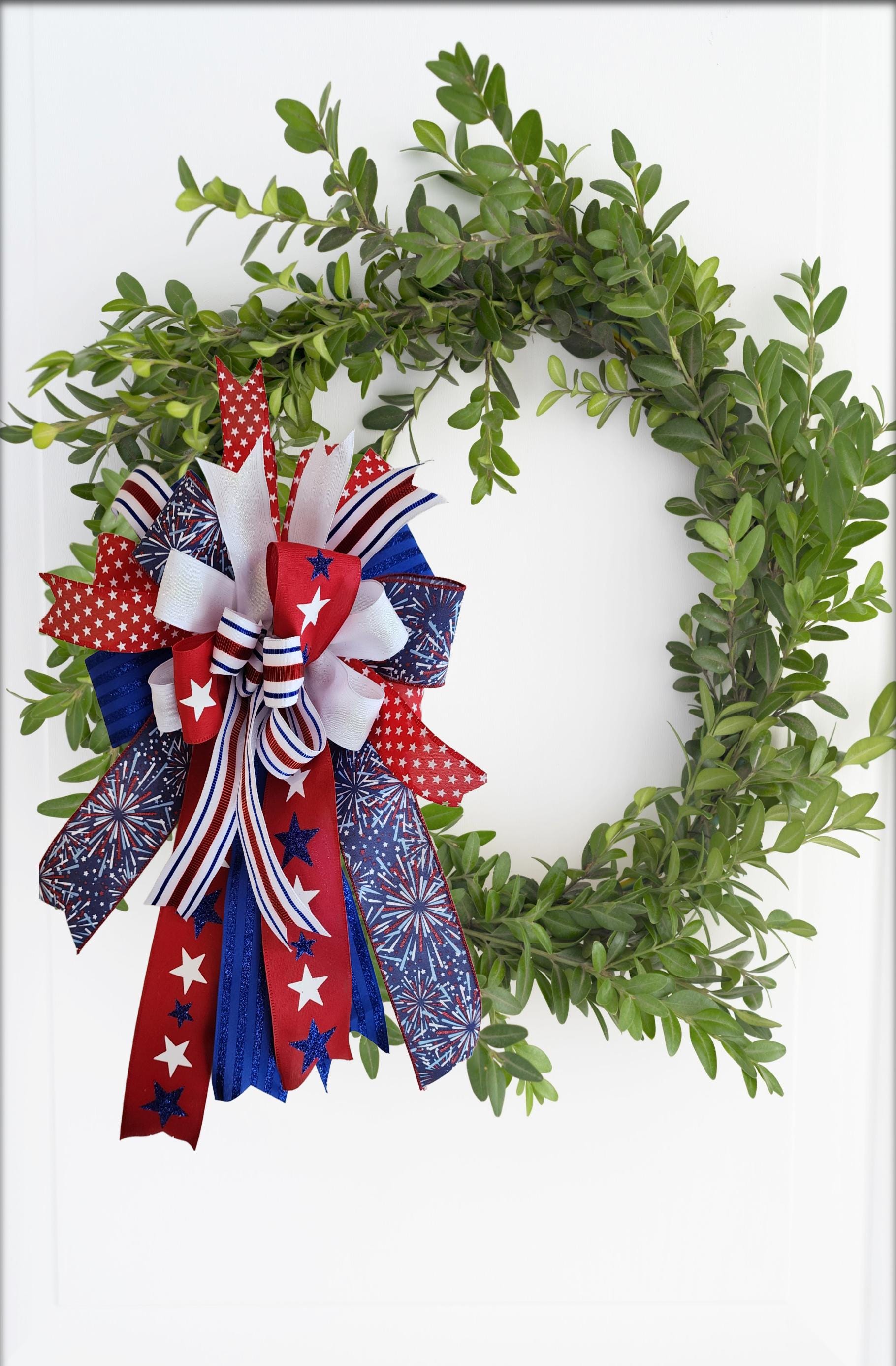 Patriotic Wreath Bow Lantern or Swag Bow
