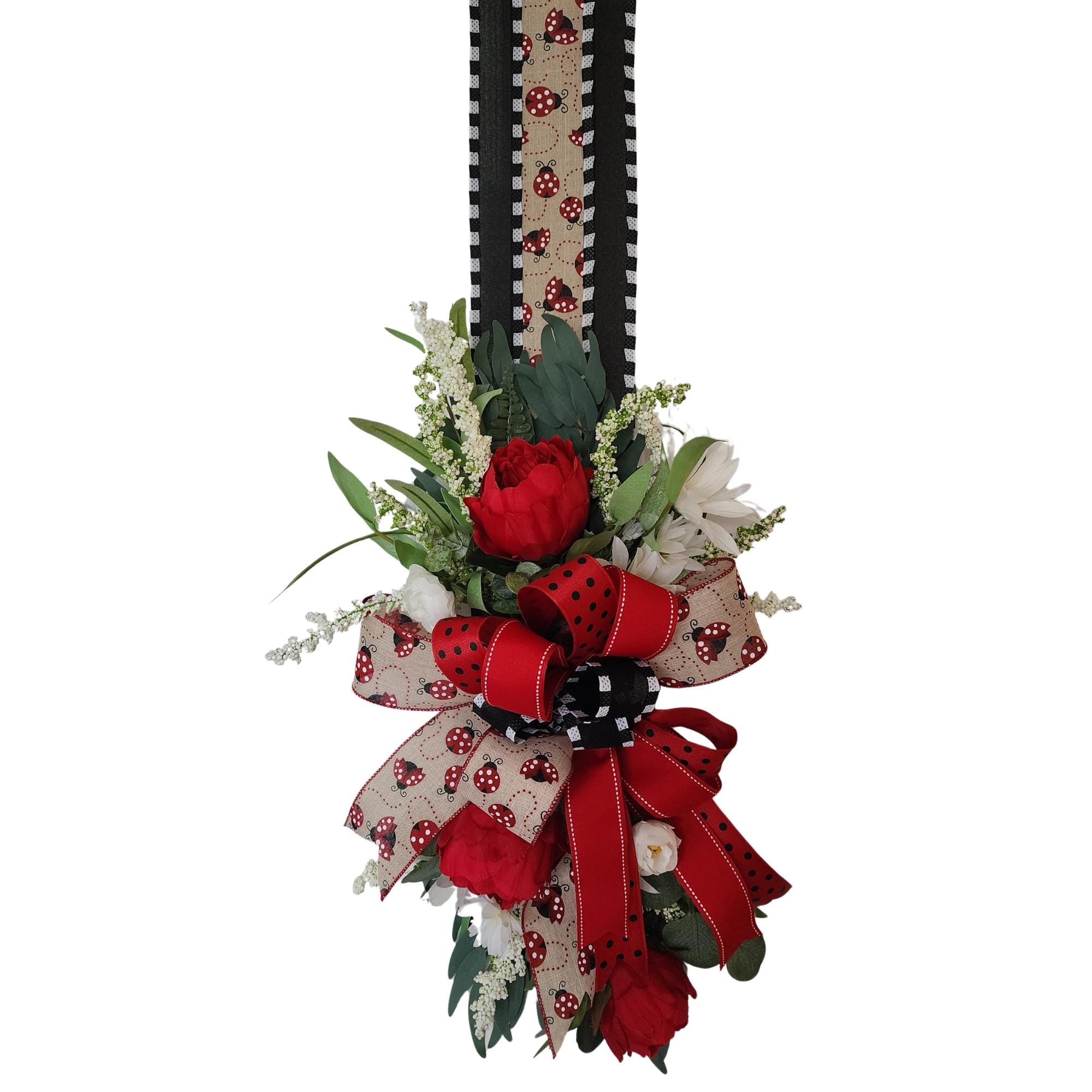 Inside Out Collection | Red Peony Swag | Reversible Door Decor