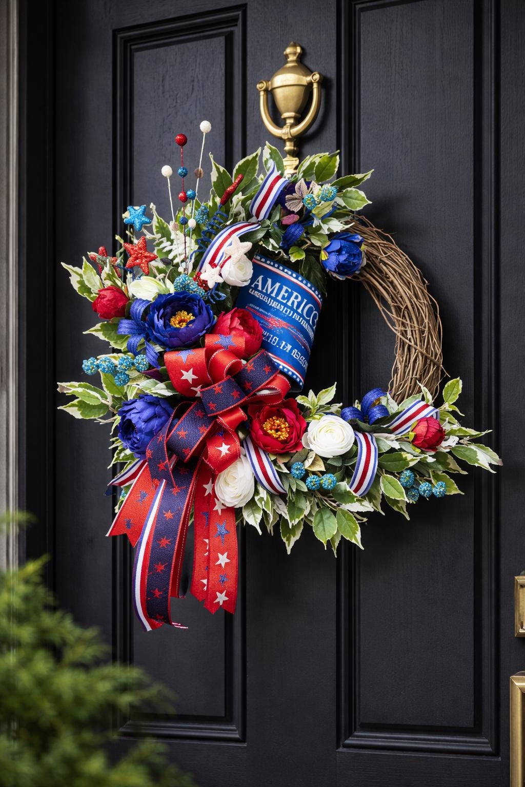 Patriotic Floral Wreath 250th Anniversary with Free Matching Mailbox Bow