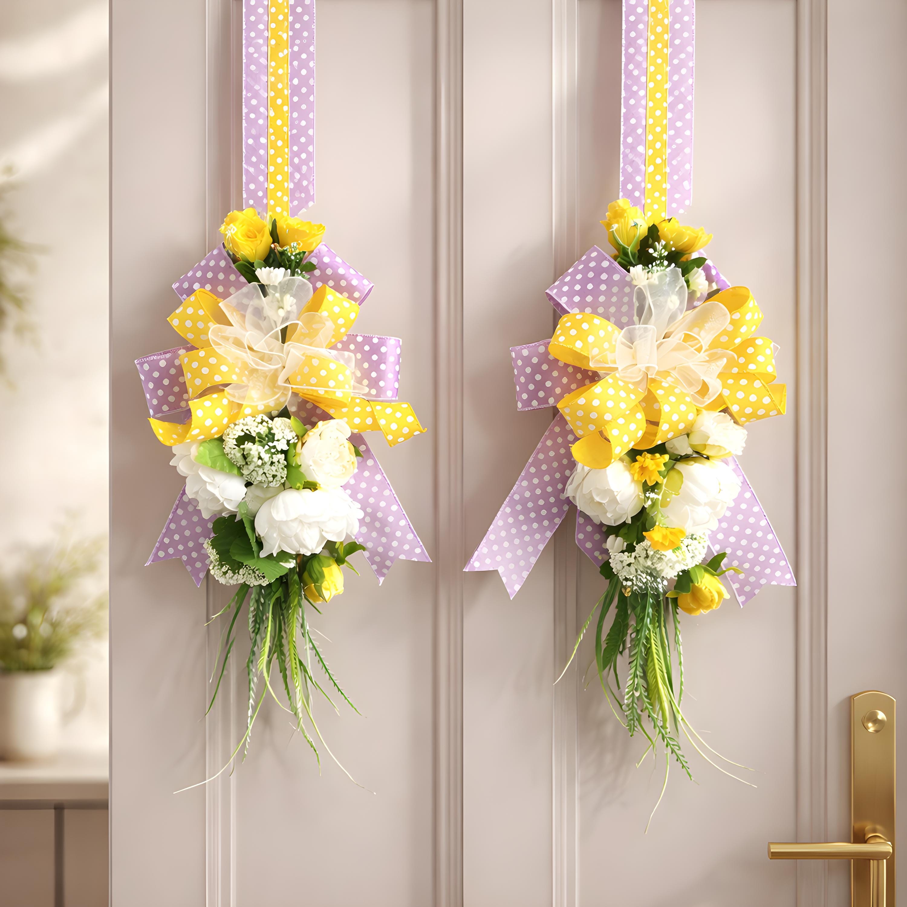 Inside Out Collection | Yellow Roses Swag | Reversible Door Decor|Easter Mothers Day
