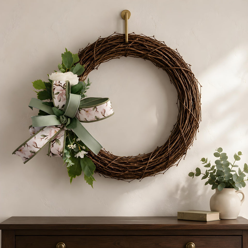 Sage Green Ribbon Add On Bow, Farmhouse Door Decor Accent, Spring Summer Enhancer Bow