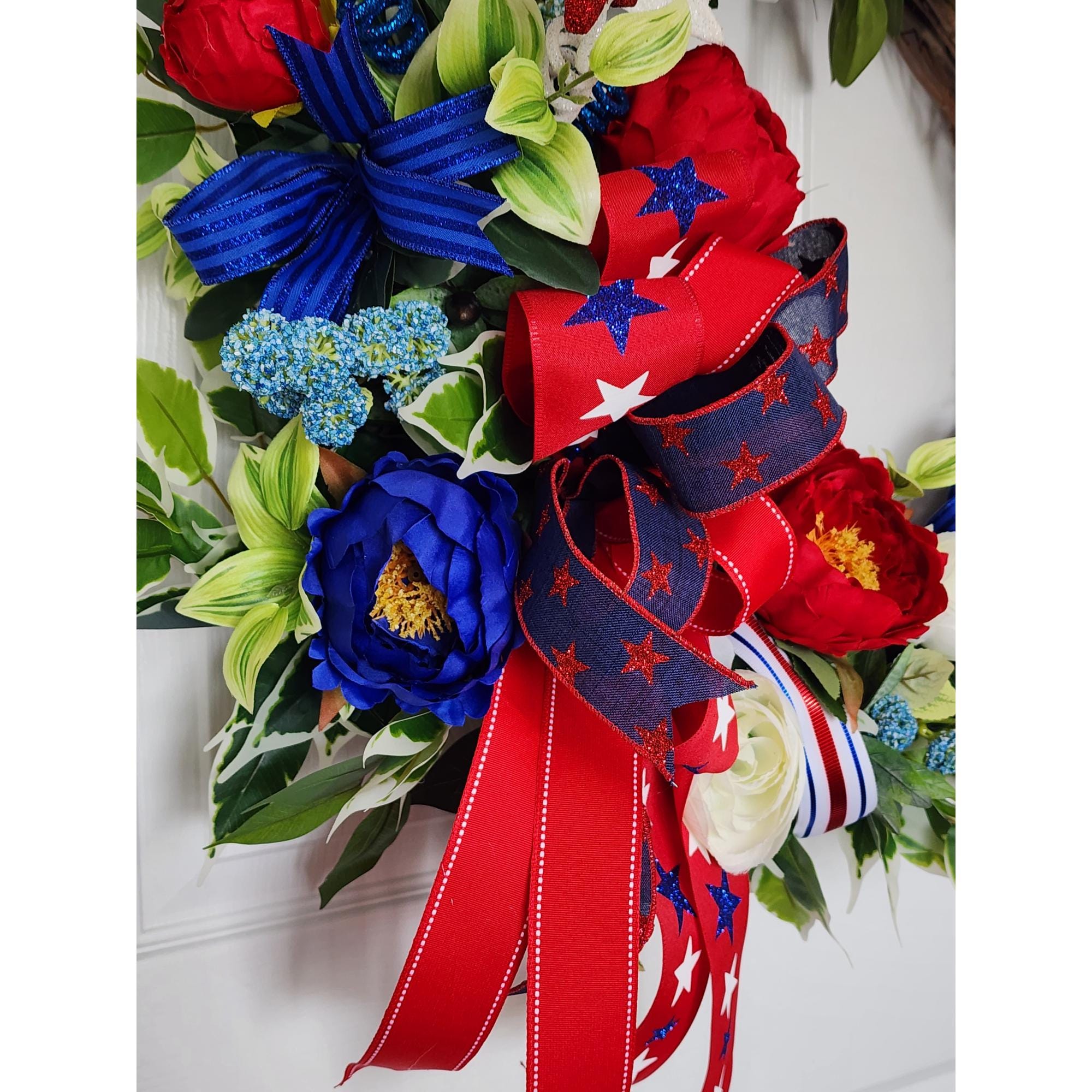 Patriotic Floral Wreath 250th Anniversary with Free Matching Mailbox Bow