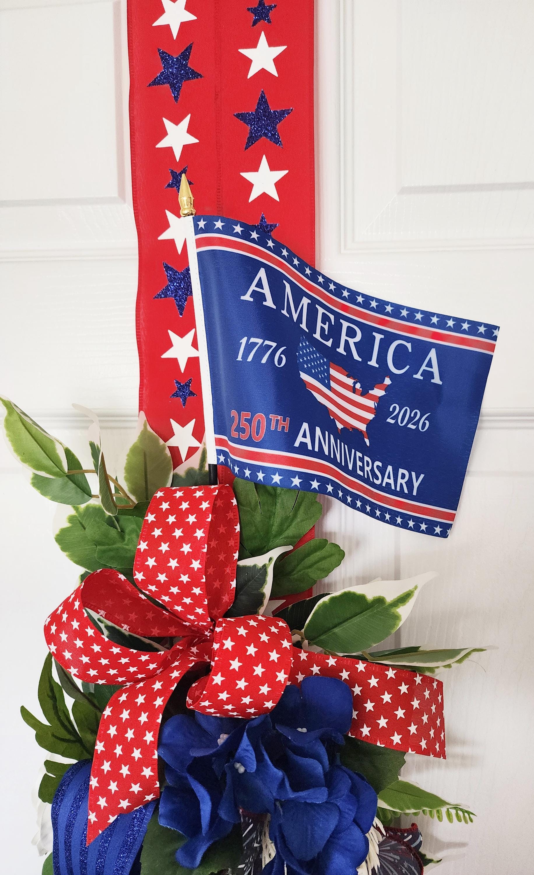 Inside Out Collection |USA Flag Swag | Reversible Door Decor| Extra Large