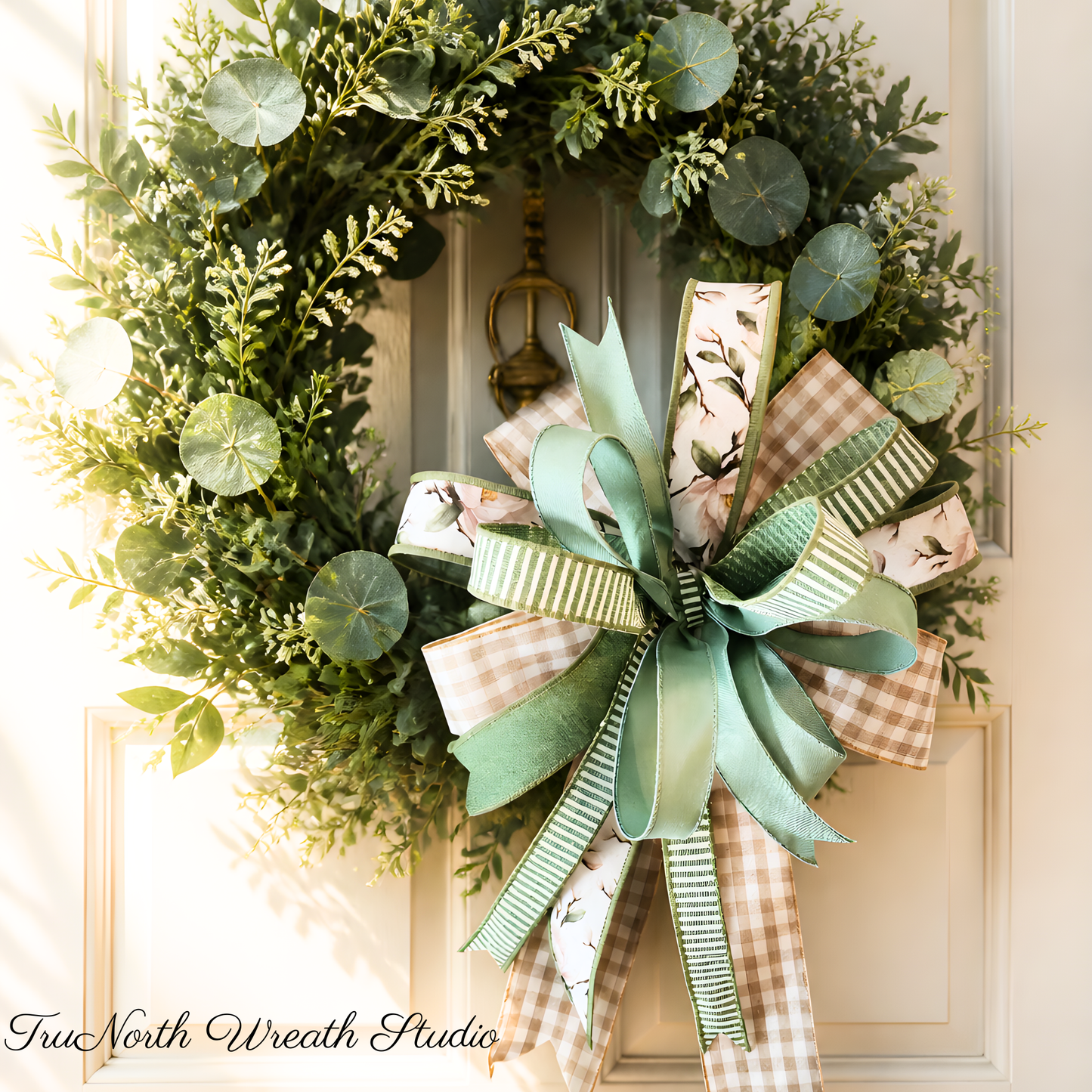 Sage Green Ribbon Add On Bow, Farmhouse Door Decor Accent, Spring Summer Enhancer Bow