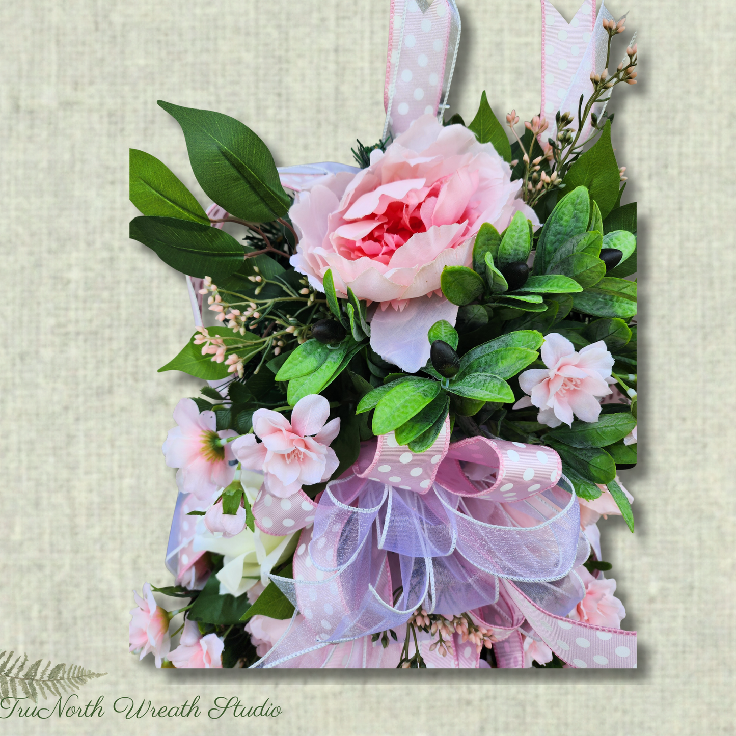 Pink Floral Door Swag, Spring Teardrop Wreath, Pink Rose Door Hanger, Romantic Floral Swag, Front Door Decor