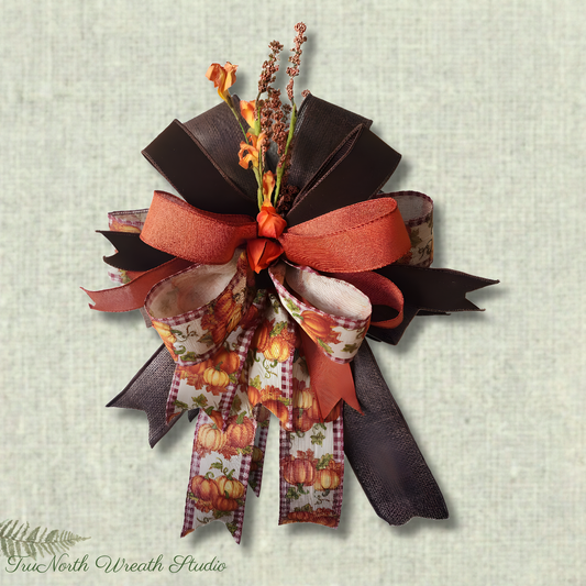 Brown Velvet Wreath Bow | Add On Wreath Bow | Swag Bow | Farmhouse Bow Enhancer