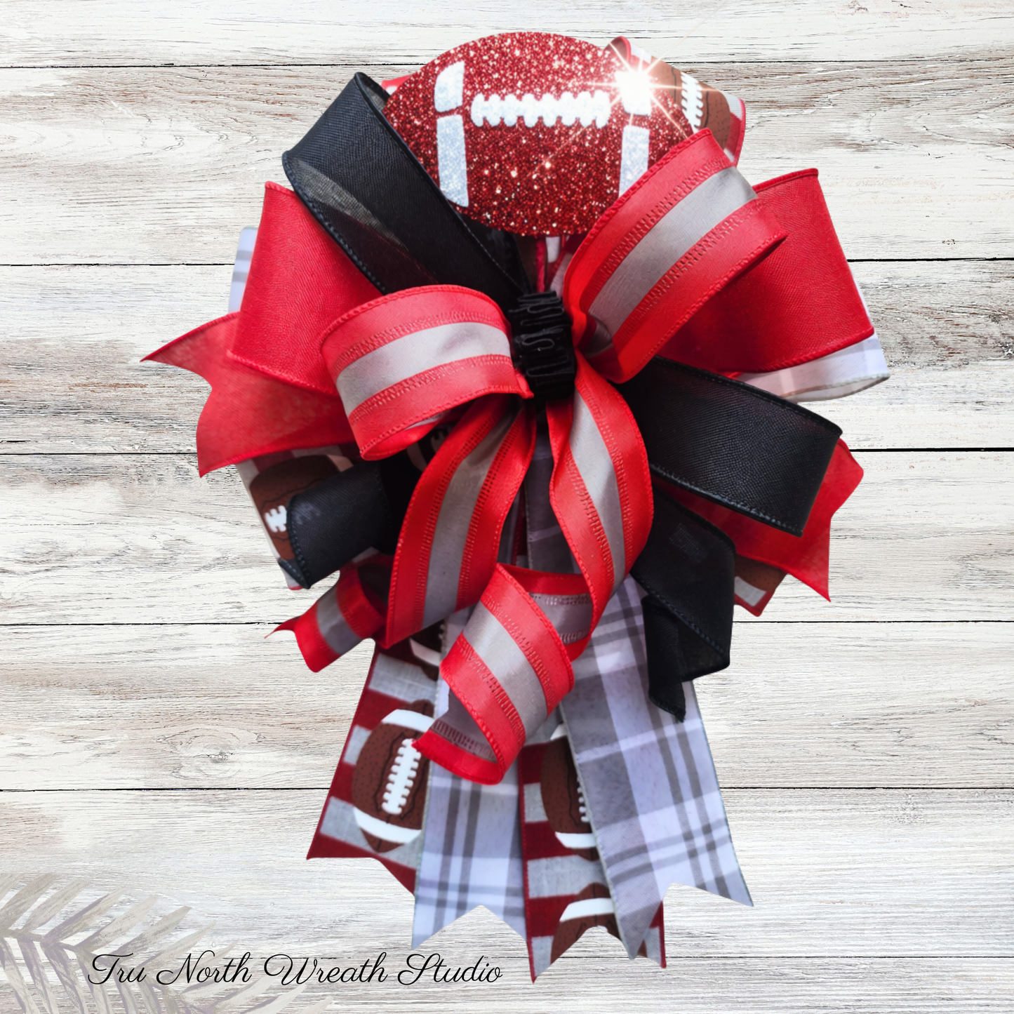 Scarlet & Gray Football Bow | Game Day Wired Bow | Wreath Topper | Choose Your Style
