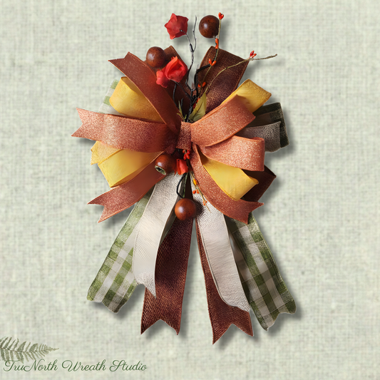 Autumn Wreath Bow | Add On Wreath Bow | Swag Bow | Farmhouse Bow Enhancer