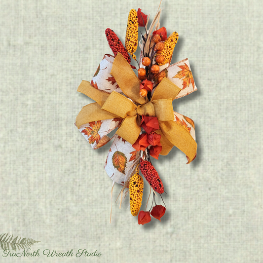 Fall Wreath Accent Add On Florals and Bow, Wreath Enhancer Autumn