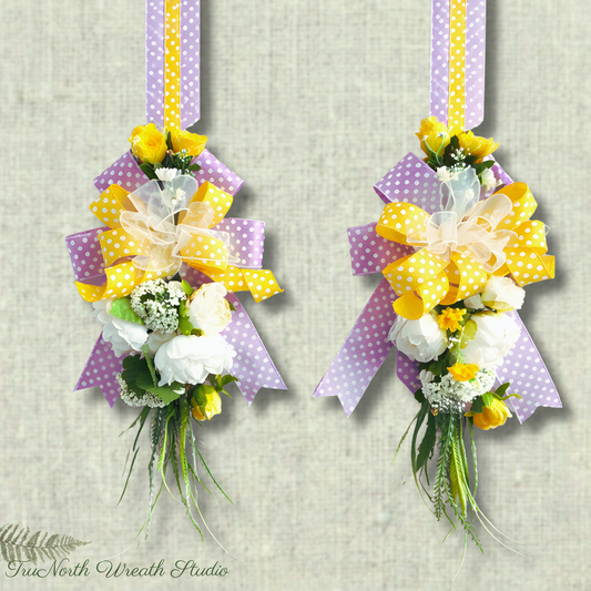 Yellow Rose Reversible Door Swag, Summer Entryway Decor, Inside Out Collection