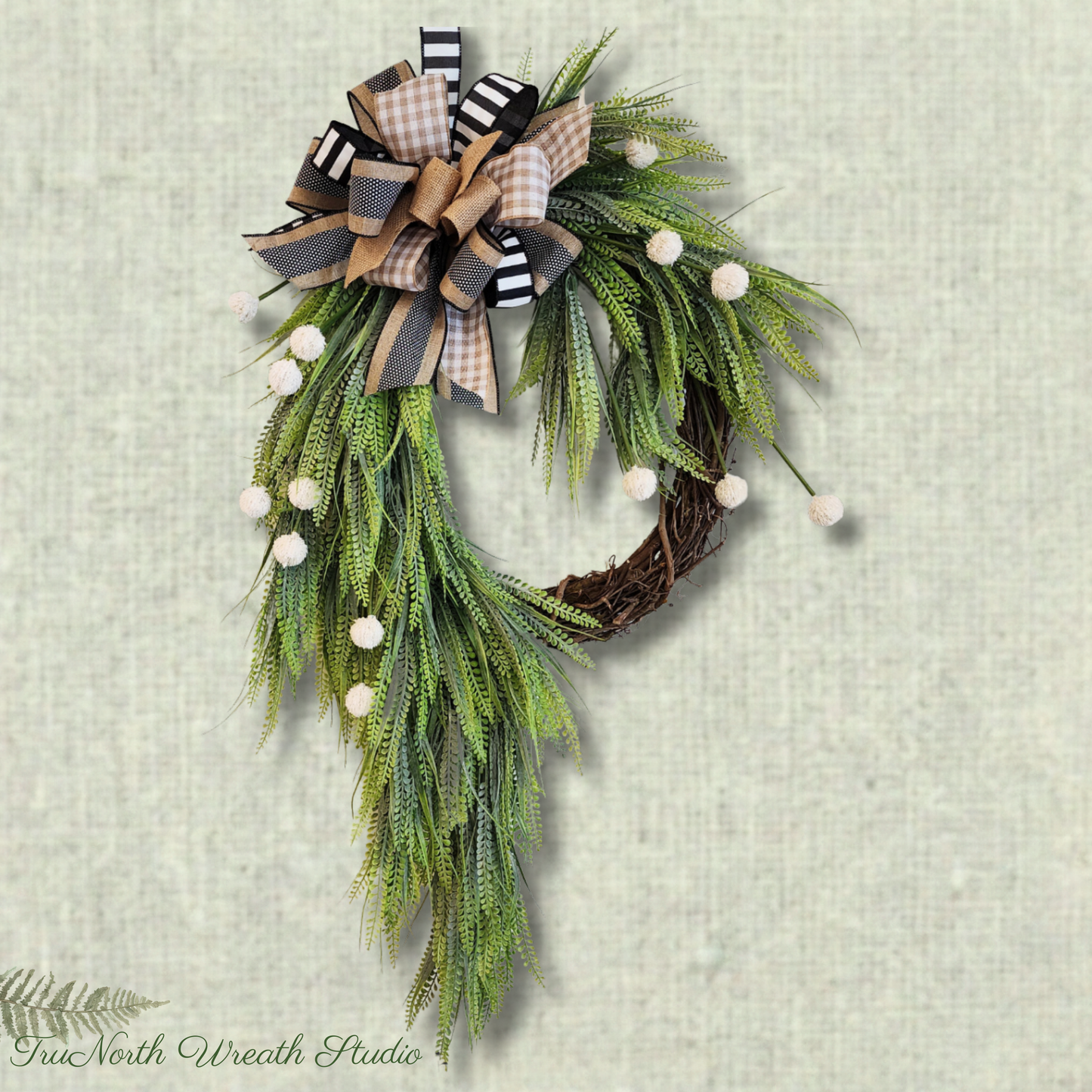 Everyday Neutral Greenery Wreath, Cream Floral Farmhouse Front Door Decor