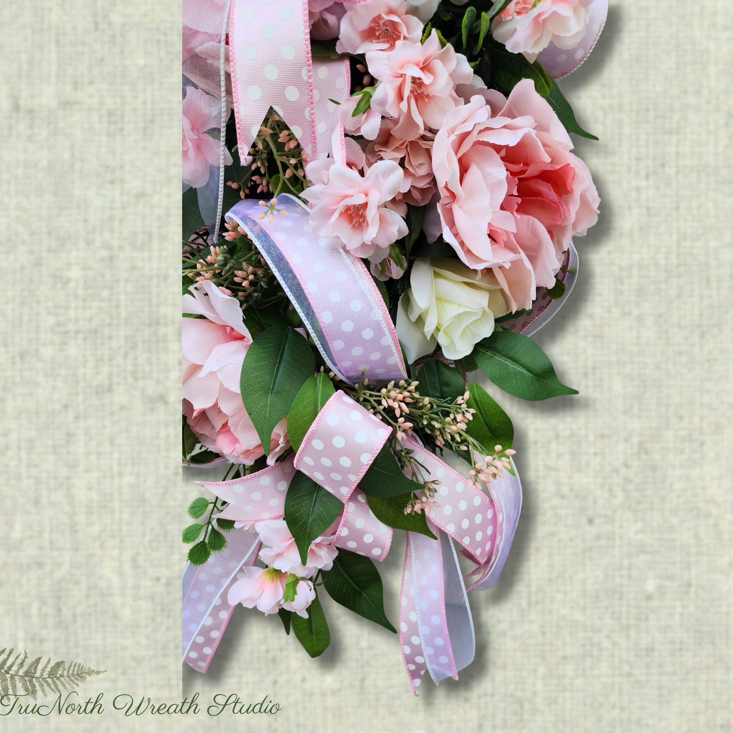 Pink Floral Door Swag, Spring Teardrop Wreath, Pink Rose Door Hanger, Romantic Floral Swag, Front Door Decor