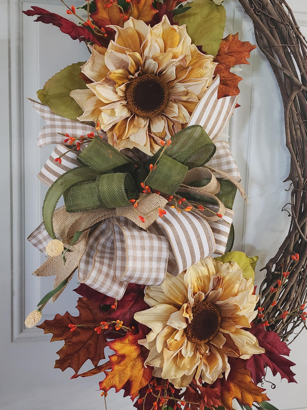 Oval Grapevine Fall Sunflower Wreath Thanksgiving Autumn Door Decor