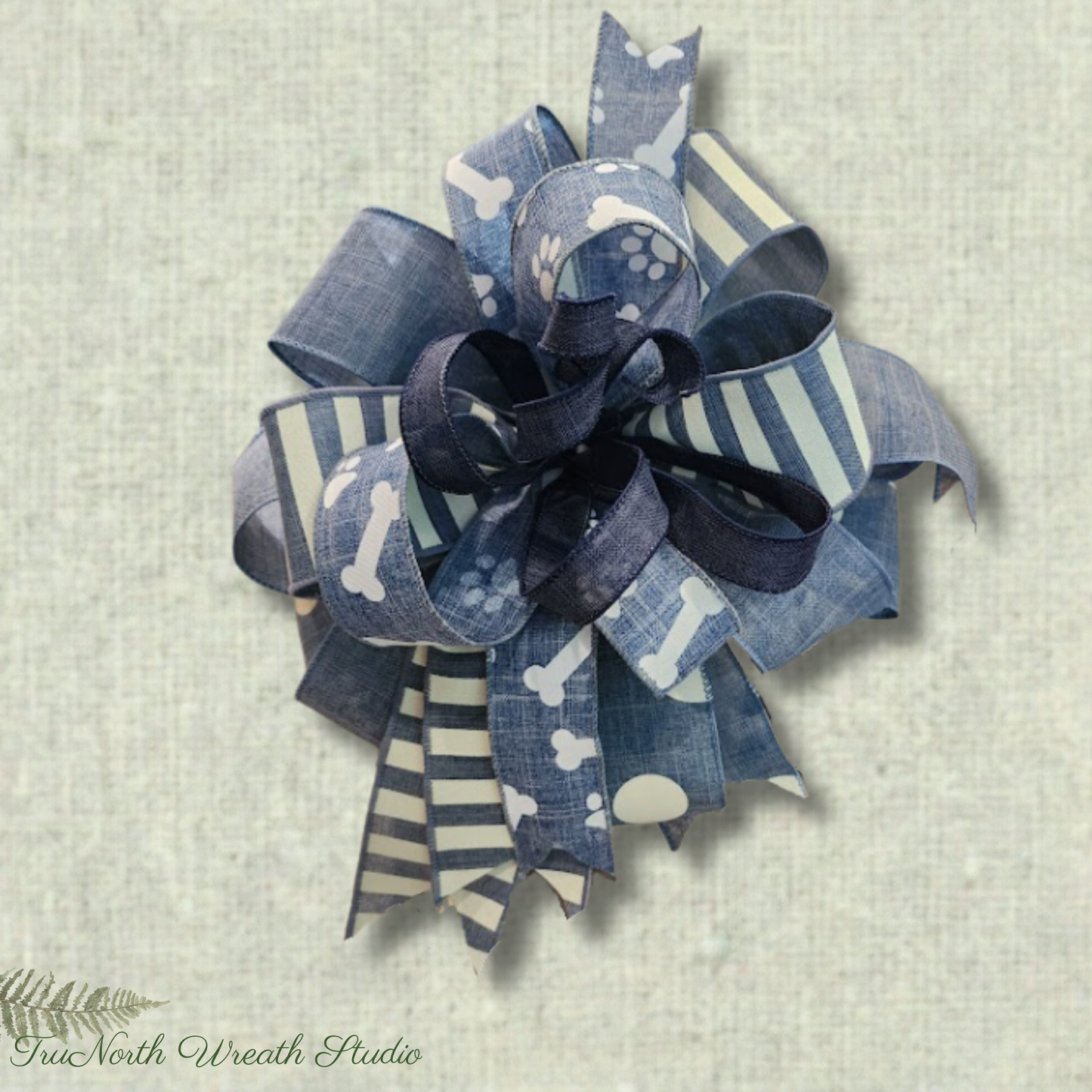 Blue Multi Ribbon Everyday Bow, Farmhouse Lantern Topper Wreath Accent, Gift Bow