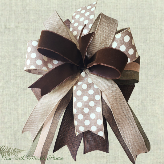Rustic Chocolate Brown Bow | Farmhouse Wreath Bow | Neutral Year-Round Decor