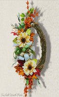 Oval Grapevine Fall Sunflower Wreath Thanksgiving Autumn Door Decor