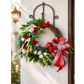 Red & White Summer Wreath, Front Door Decor, Farmhouse Floral Wreath with Bold Bow