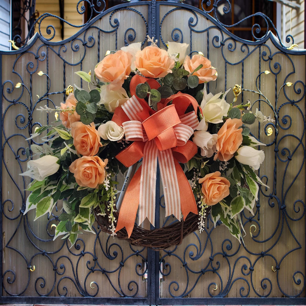 Mother's Day Peach Rose Wreath