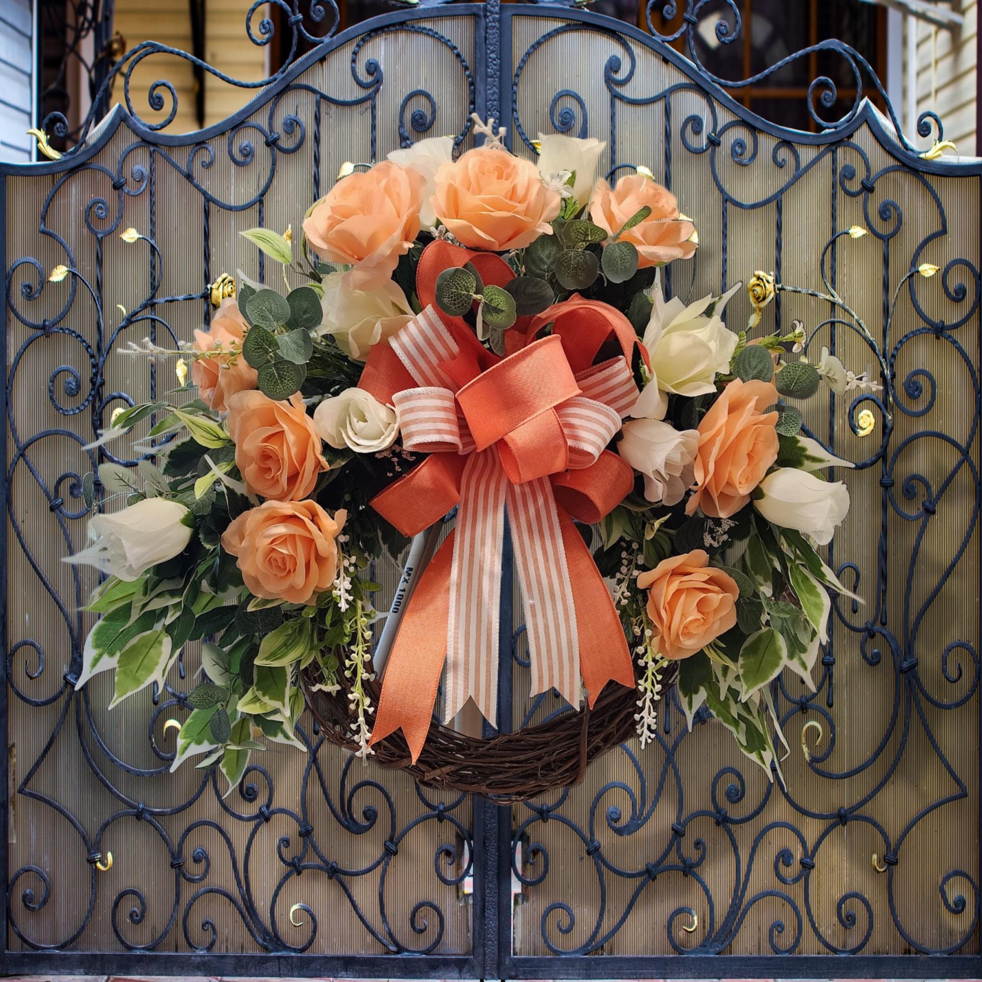Mother's Day Peach Rose Wreath