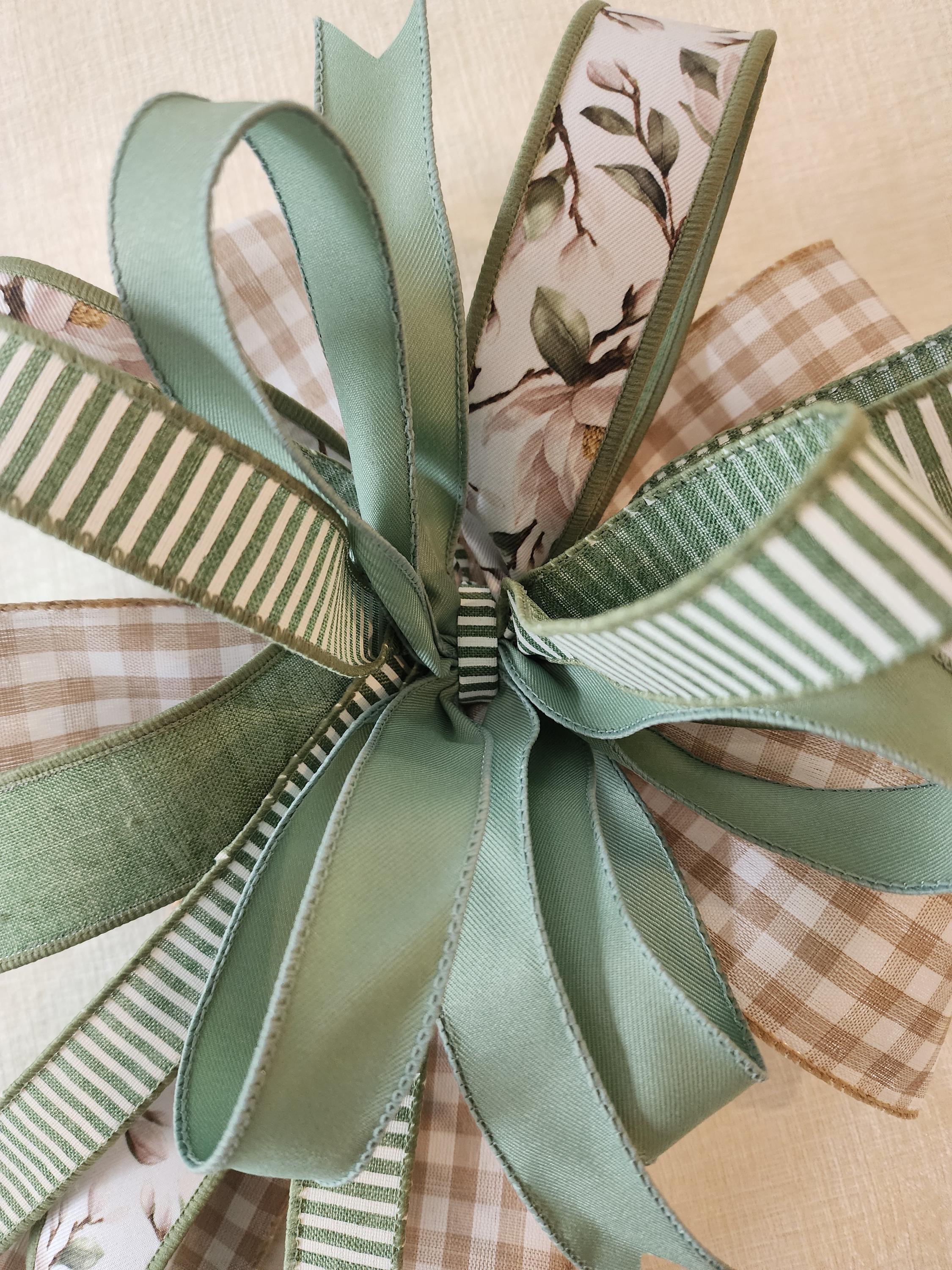 Handcrafted Sage Green Neutral Farmhouse Bow, Spring Summer Door Decor Accent