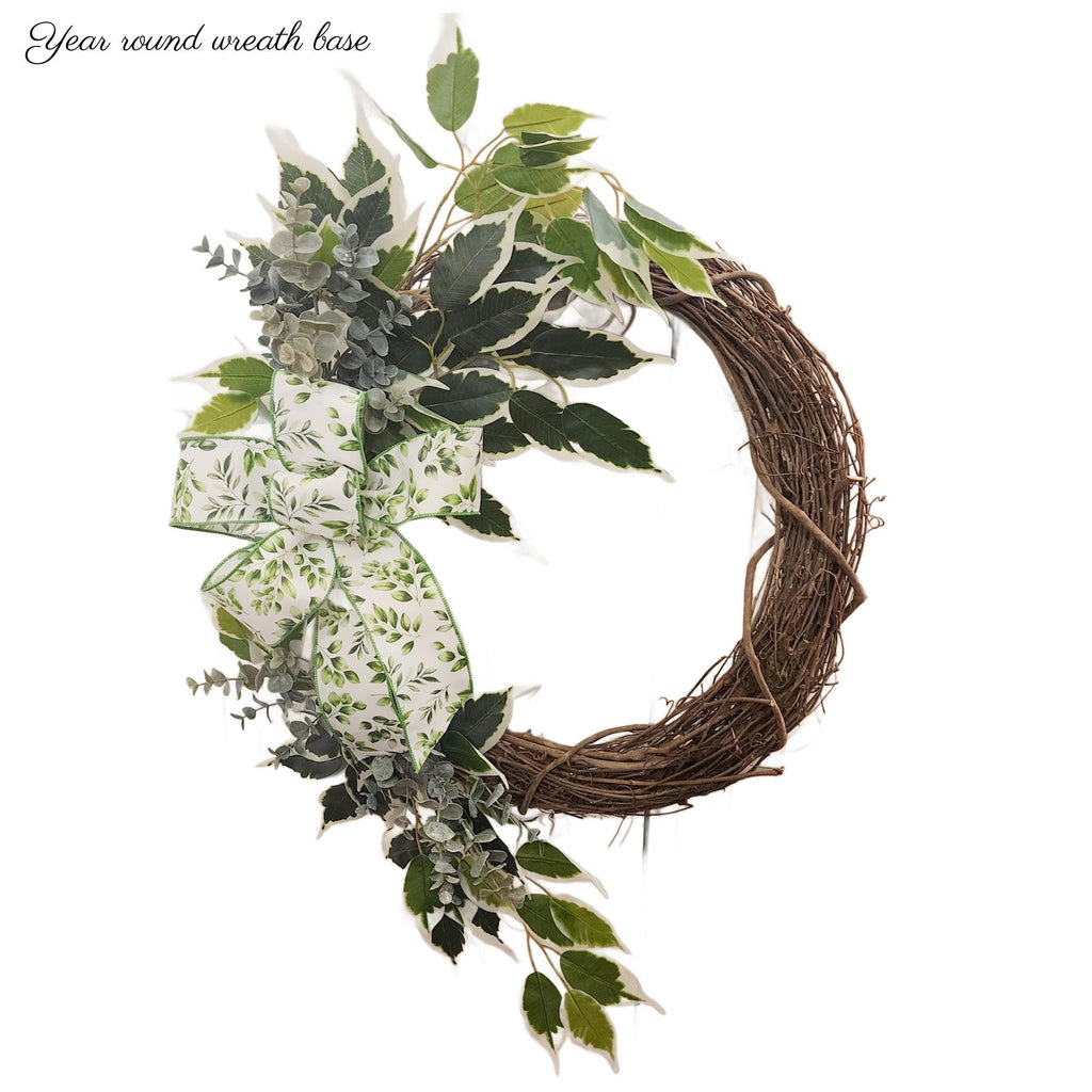 Grapevine Wreath Base: Neutral Farmhouse Door Decor (18" Base)