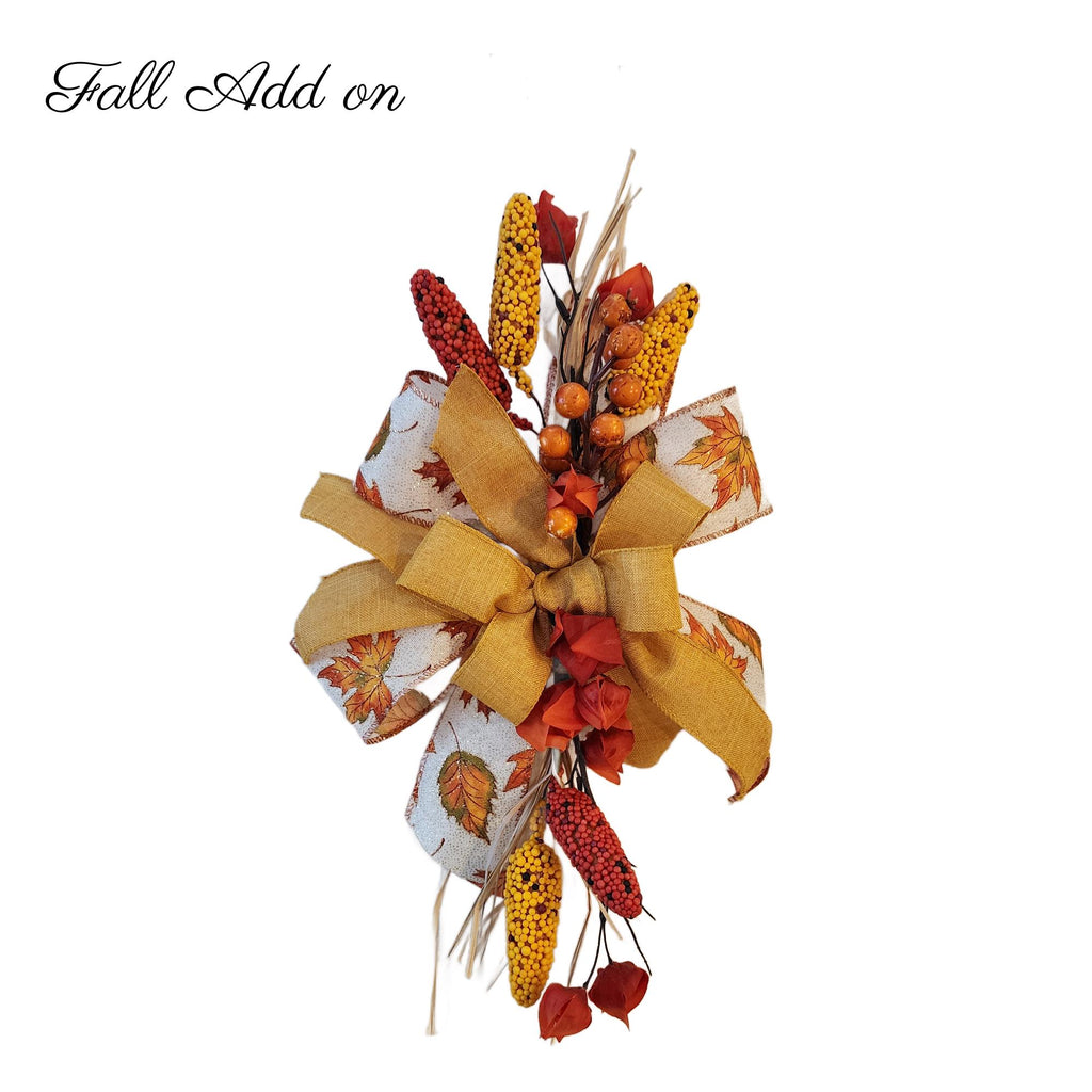 Fall Wreath Accent Add On Florals and Bow, Wreath Enhancer Autumn