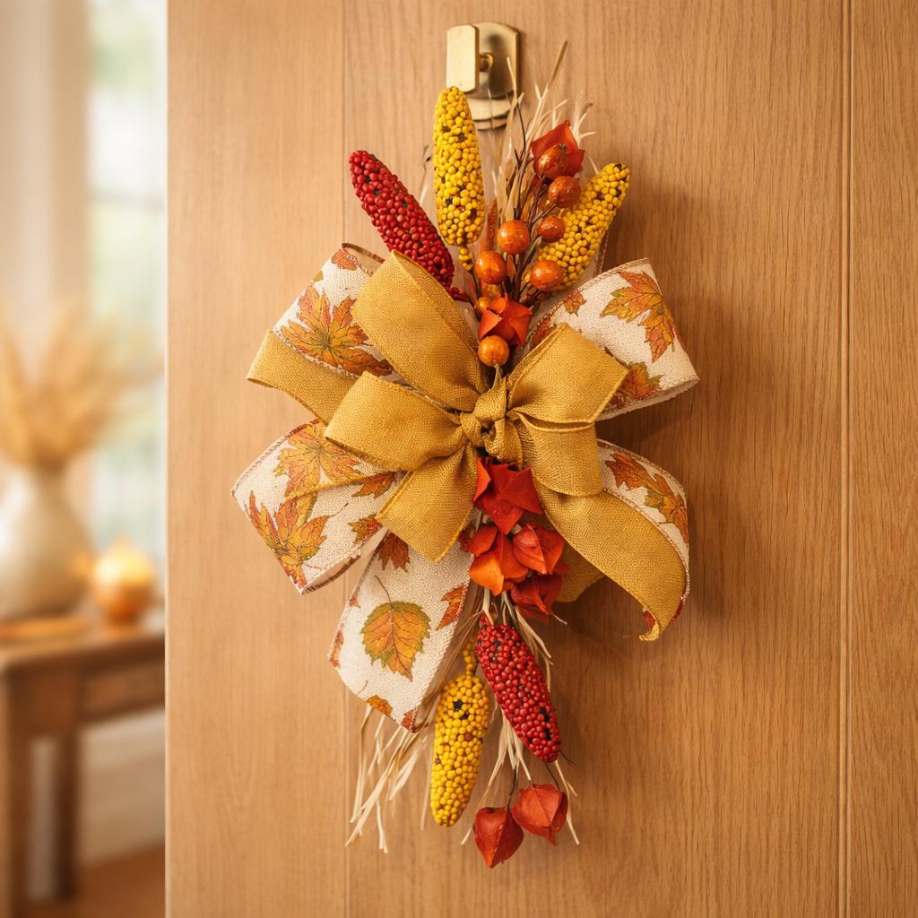 Fall Wreath Accent Add On Florals and Bow, Wreath Enhancer Autumn