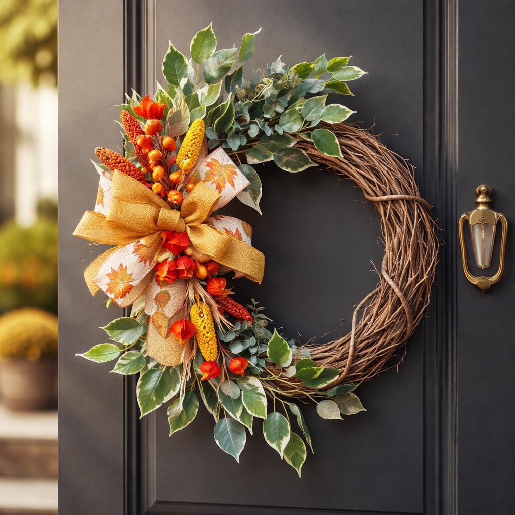 Fall Wreath Accent Add On Florals and Bow, Wreath Enhancer Autumn