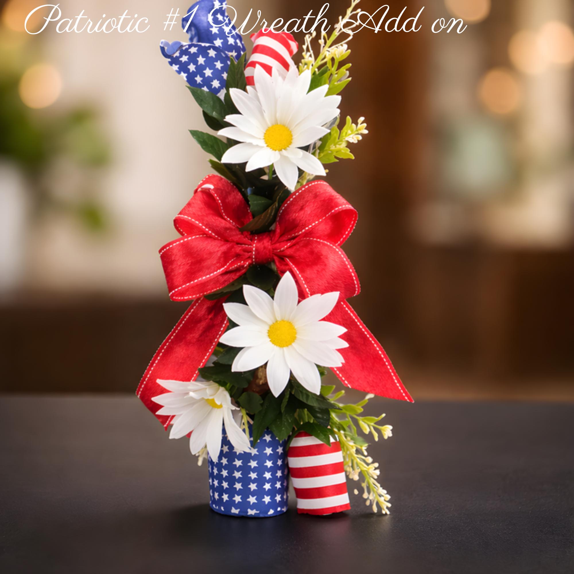 Patriotic Wreath Attachment, Red White Blue Daisy Swag, Farmhouse Add On, Interchangeable Wreath Decor