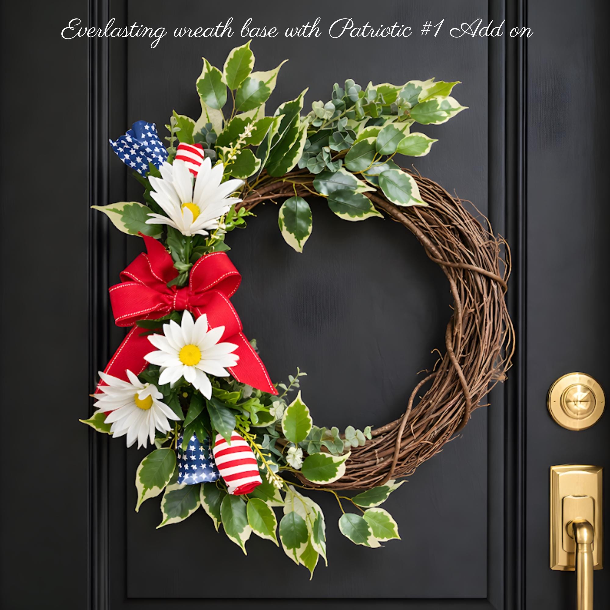 Patriotic Wreath Attachment, Red White Blue Daisy Swag, Farmhouse Add On, Interchangeable Wreath Decor