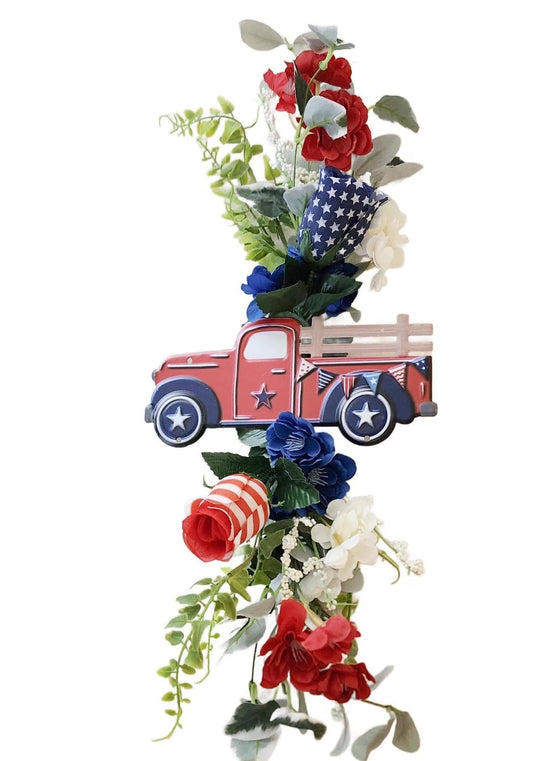 Patriotic Door Decor Farmhouse Truck Sign Seasonal Attachment Rustic Wreath Add On Piece