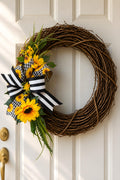 Sunflower Ribbon Add On Bow, Farmhouse Door Decor Accent, Spring Summer Enhancer Bow