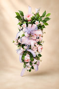 Pink Floral Door Swag, Spring Teardrop Wreath, Pink Rose Door Hanger, Romantic Floral Swag, Front Door Decor
