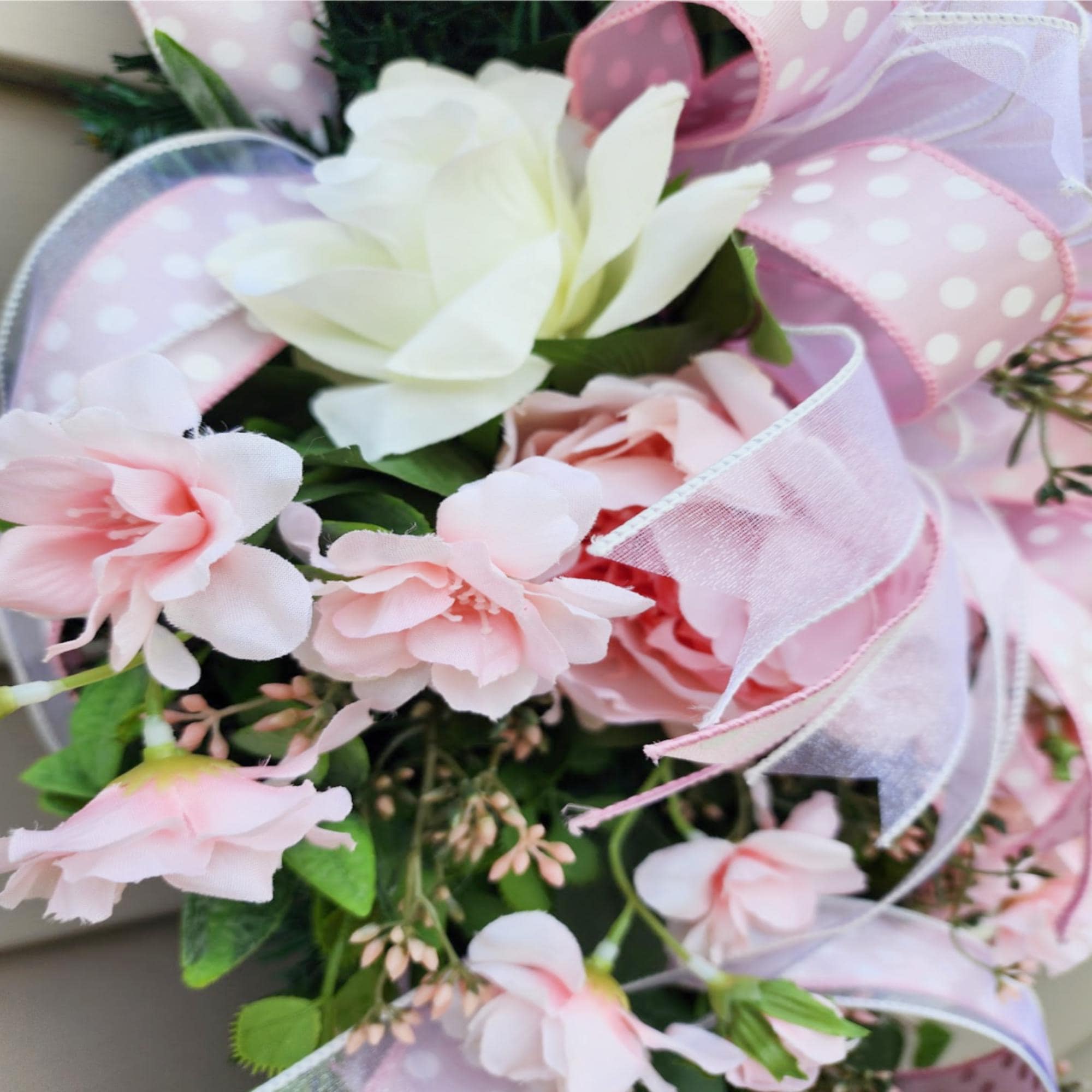 Pink Floral Door Swag, Spring Teardrop Wreath, Pink Rose Door Hanger, Romantic Floral Swag, Front Door Decor