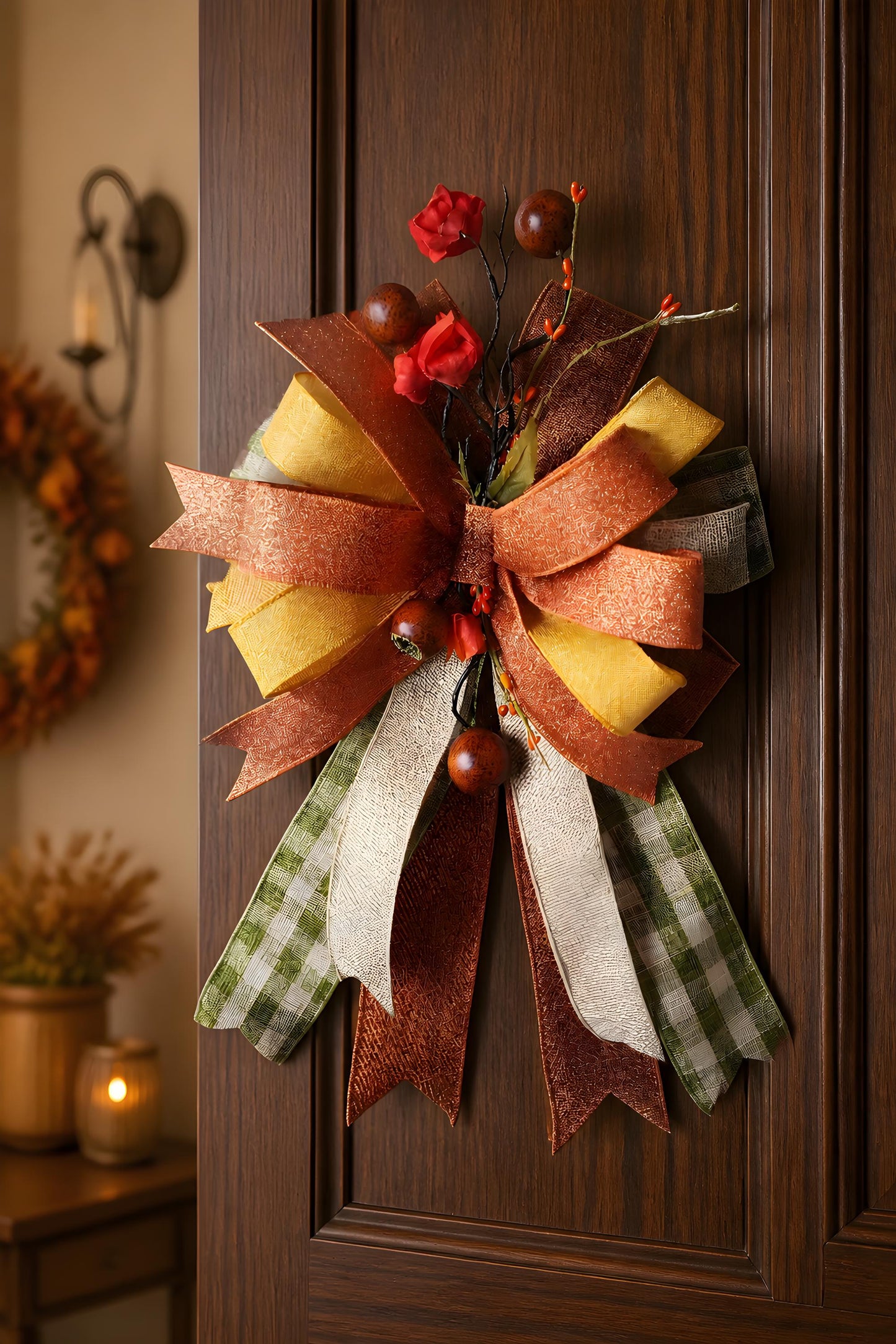 Autumn Wreath Bow | Add On Wreath Bow | Swag Bow | Farmhouse Bow Enhancer