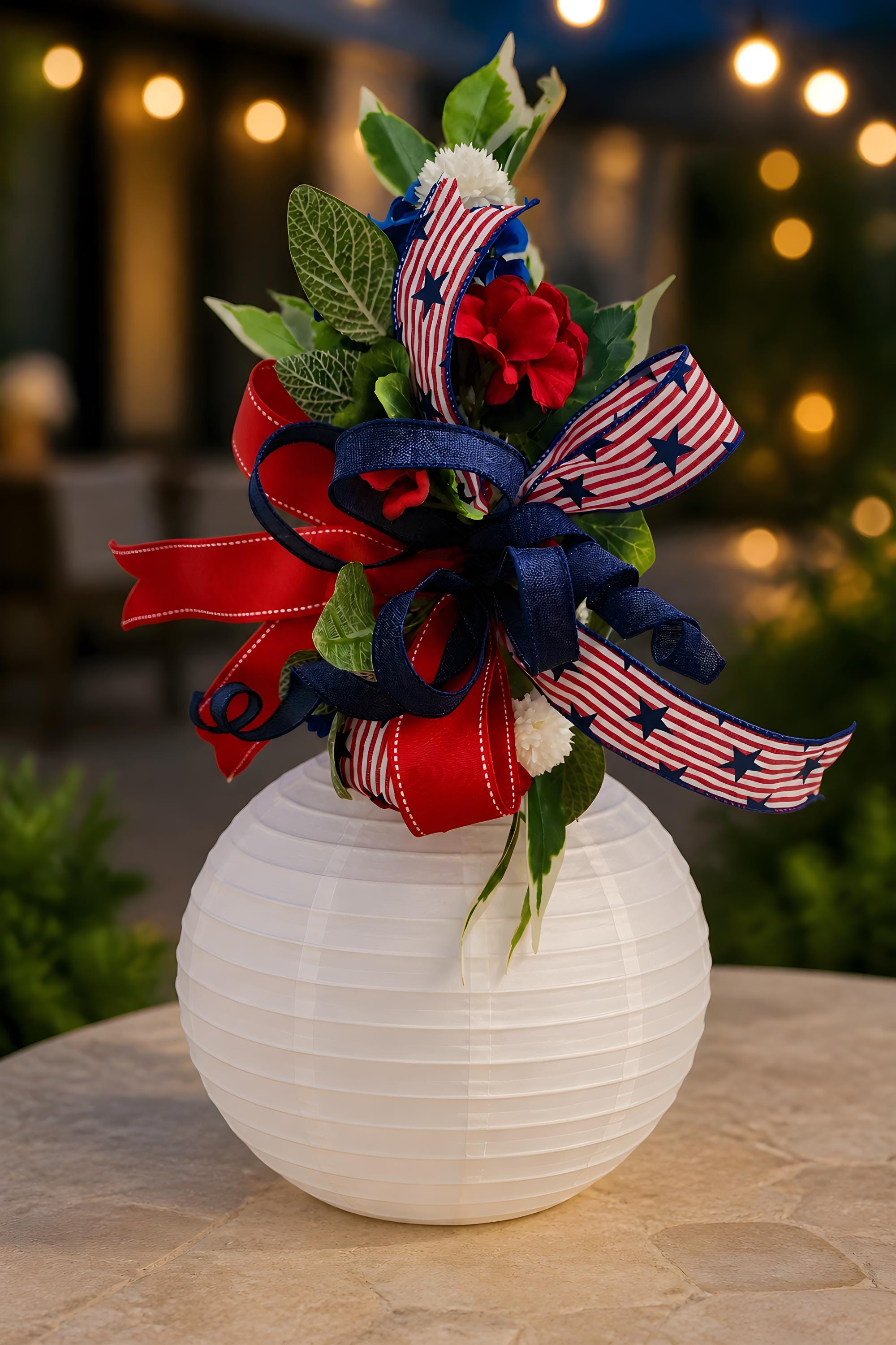 Red, White and Blue Ribbon Add On, Farmhouse Door Decor Wreath Accent, Americana Enhancer