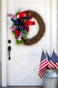 Red, White and Blue Ribbon Add On, Farmhouse Door Decor Wreath Accent, Americana Enhancer