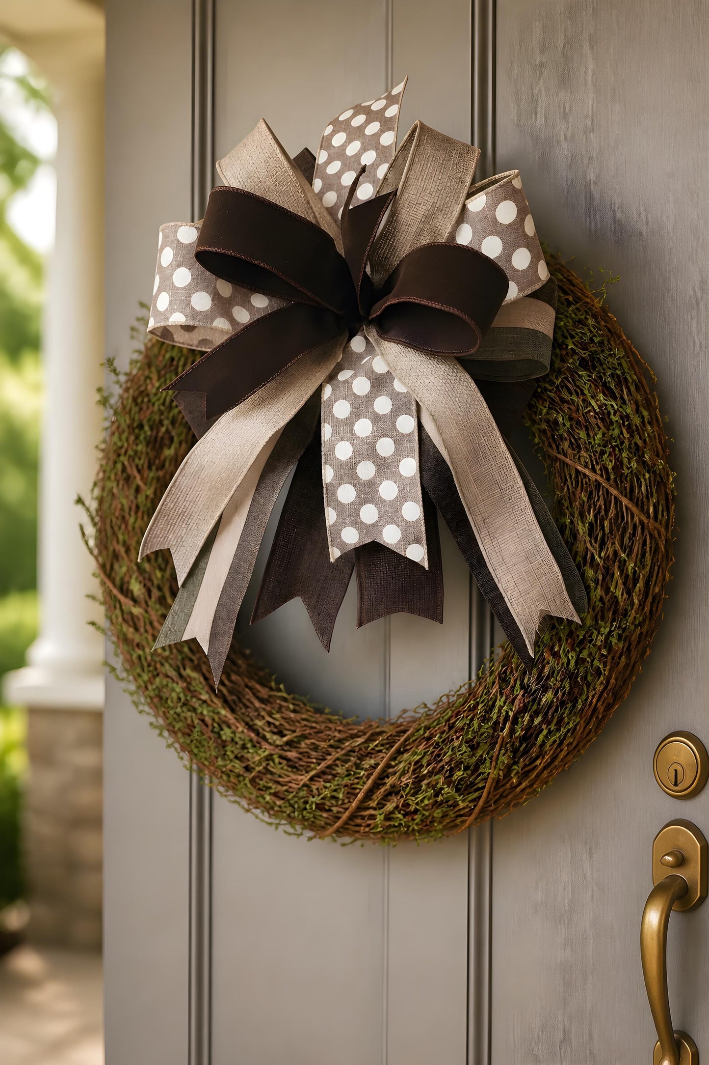 Rustic Chocolate Brown Bow | Farmhouse Wreath Bow | Neutral Year-Round Decor