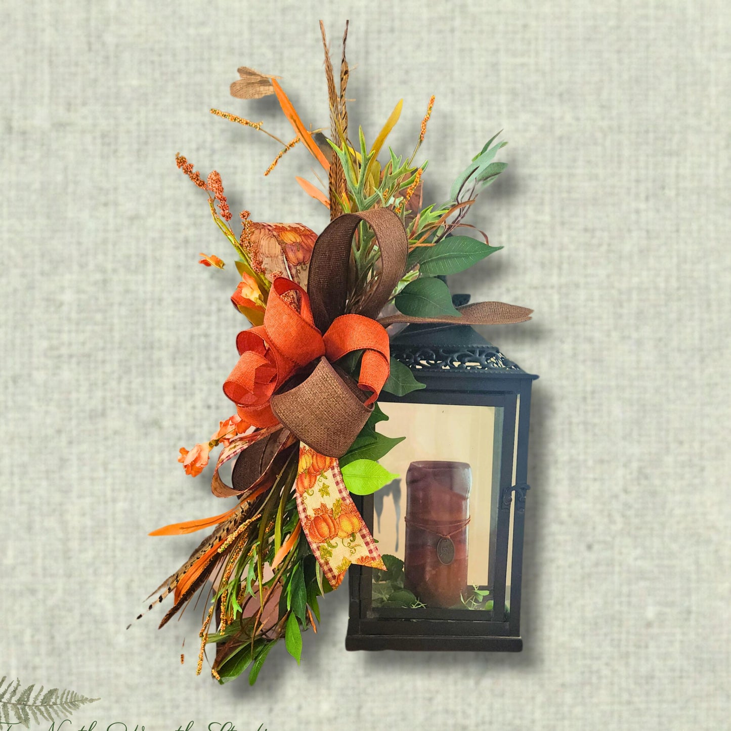 Autumn Pheasant Feather Lantern Swag 10" x 30"